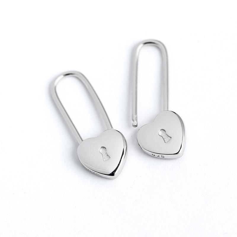 Серьги-кольца из серебра 925 пробы с изысканным кулоном-сердцем, модные геометрические серьги-гвоздики с цирконами, женские тонкие ювелирные изделия