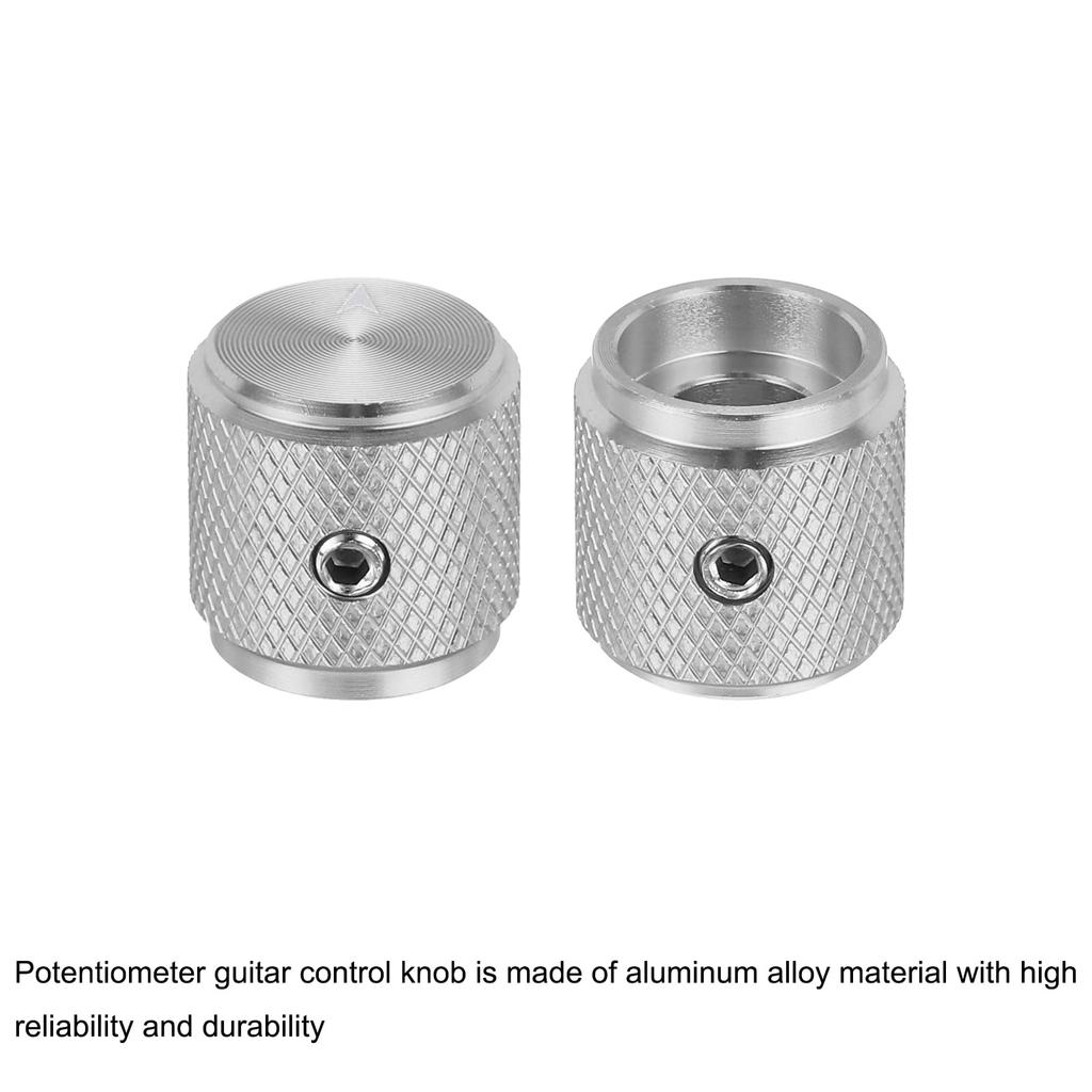 Uxcell Aluminum Potentiometer Universal Volume Tone Control Knob with Arrow Indicator for Silver 3-Piece Knob, 1/4" (6mm) Guitar, 1/2"