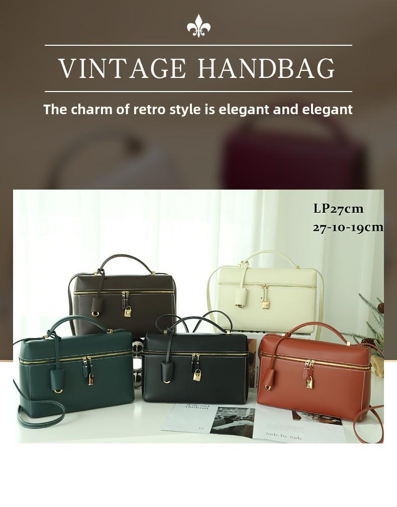 LP27 Женская сумка-ланч-бокс и сумка через плечо из натуральной кожи большой вместимости — ретро, растительного дубления, коллекция осень/зима