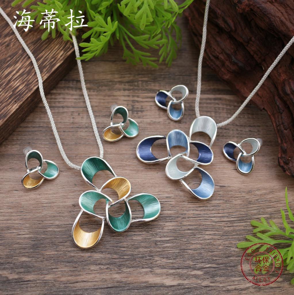 Новые эмалевые цветные серьги-пусеты с полым геометрическим цветком и длинной подвеской, женская преувеличенная осенне-зимняя цепочка для свитера