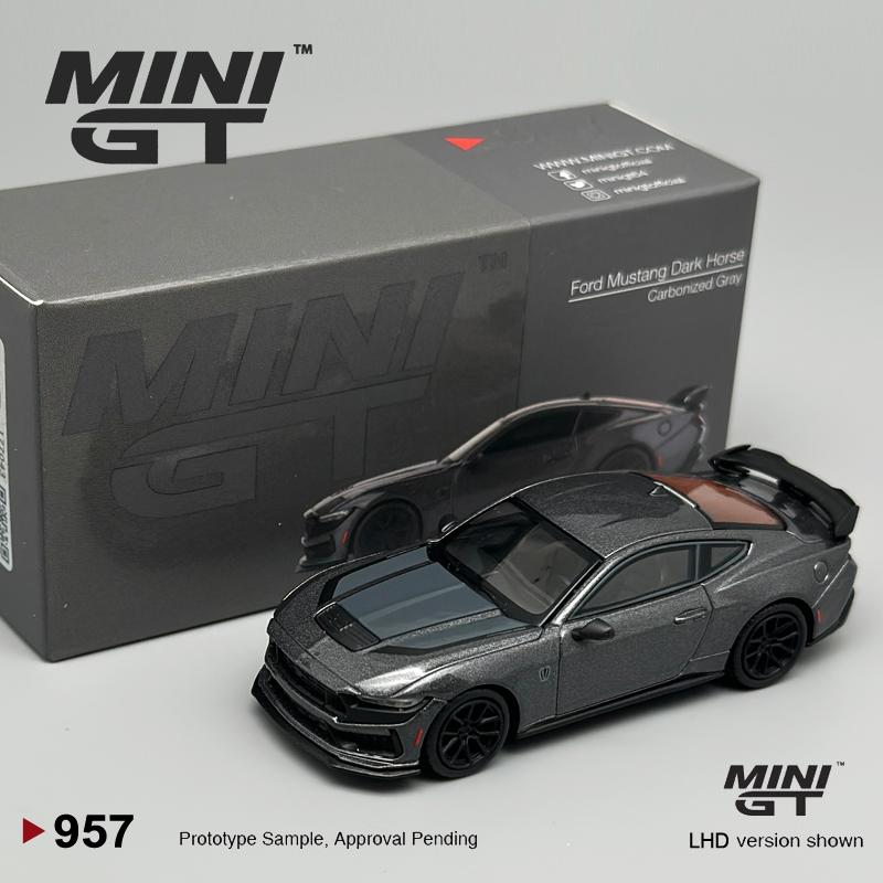 МИНИГТ 1:64 Ford Mustang Dark Horse 2024 Угольно-серый MGT Литой Автомобиль Модель 957