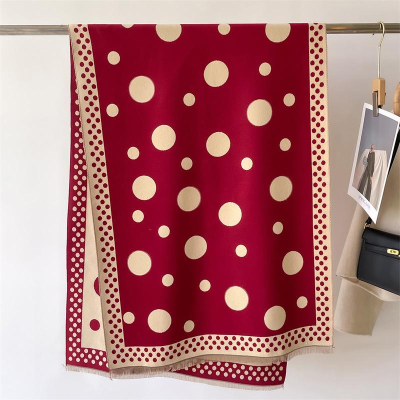 Women Winter Cashmere Scarf Dot Pashmina Luxury Brand Shawls and Wraps Bufanda Hijab Travel Stoles Echarpe Warm Blanket