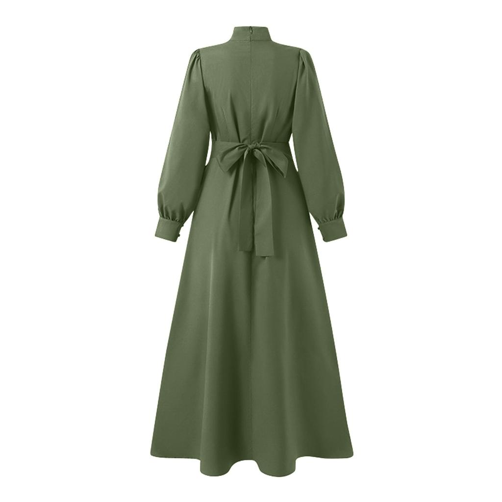 Женская мусульманская уличная мода с высокой талией и подолом, длинные рукава, платья, длинные платья