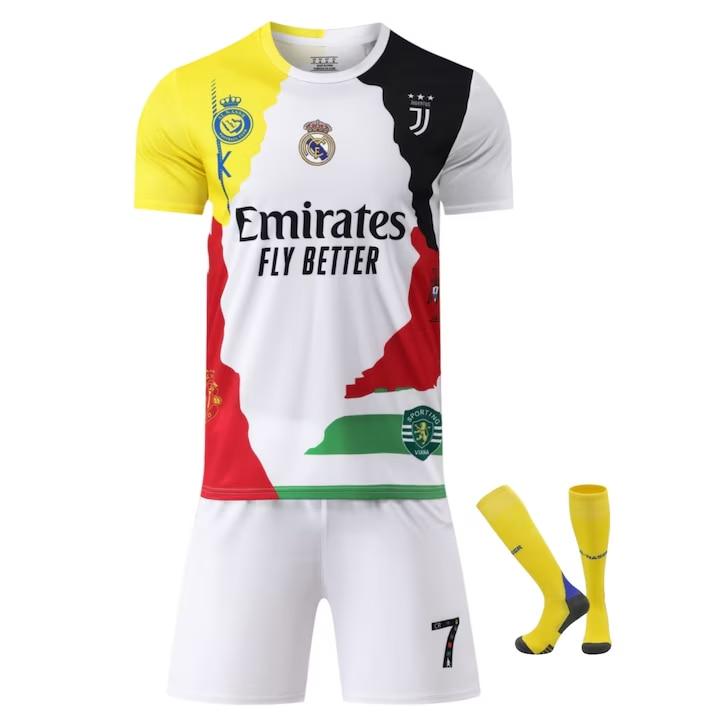Real Madrid Kids Football Jersey No. 7 Ronaldo Multicolor Breathable Quick-Dry Sports Shirt