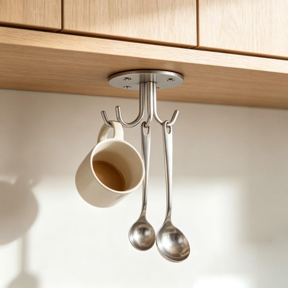 1PC Wall Hanging Bracket Stainless Steel Multi-Prong Fixed Hanger Under Cabinet Hanger For Hammock