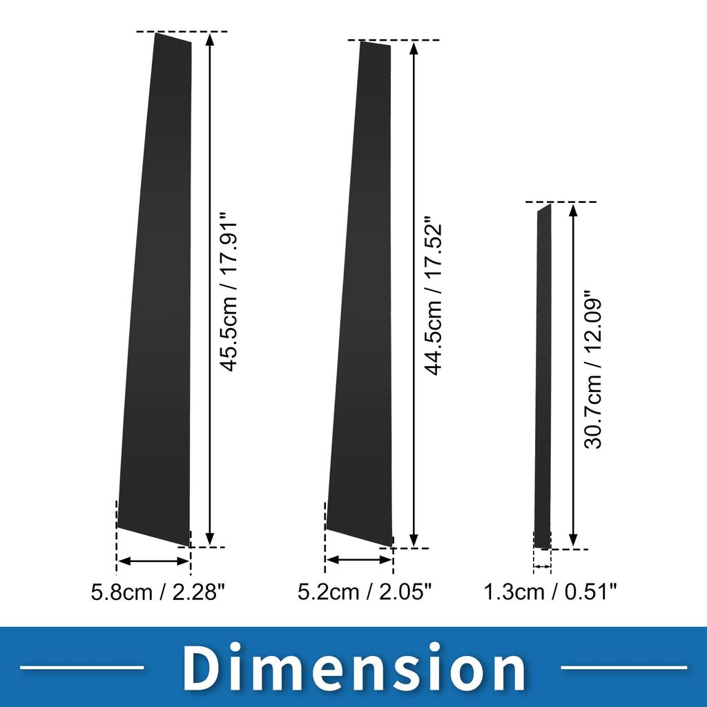 ABSOPRO Door Pillar Window Trim Stickers Pillar Post Door Outer Exterior Covers for Mitsubishi Lancer Black Anti-Scratch 2002-2007,