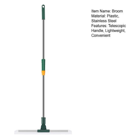 Yousheng Silicone Floor Scraper Stainless Steel Retractable Handle Bathroom Wiper Broom Tile Floor Cleaning Tools