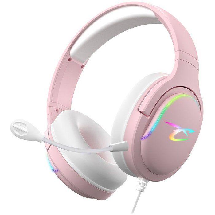 Casque gaming - SUBSONIC - Spectra LED Rose - Haut-parleurs 50 mm - LED RGB dynamiques - Multi-plateformes
