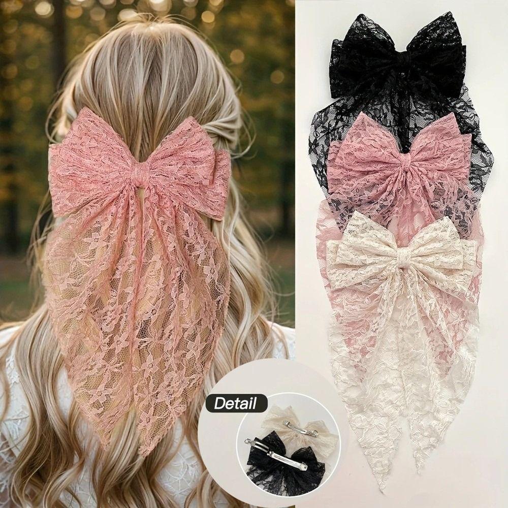 Lace Butterfly Knot Spring Clamp Bow Fabric Hairpin Fashion Hair Clip For Women
