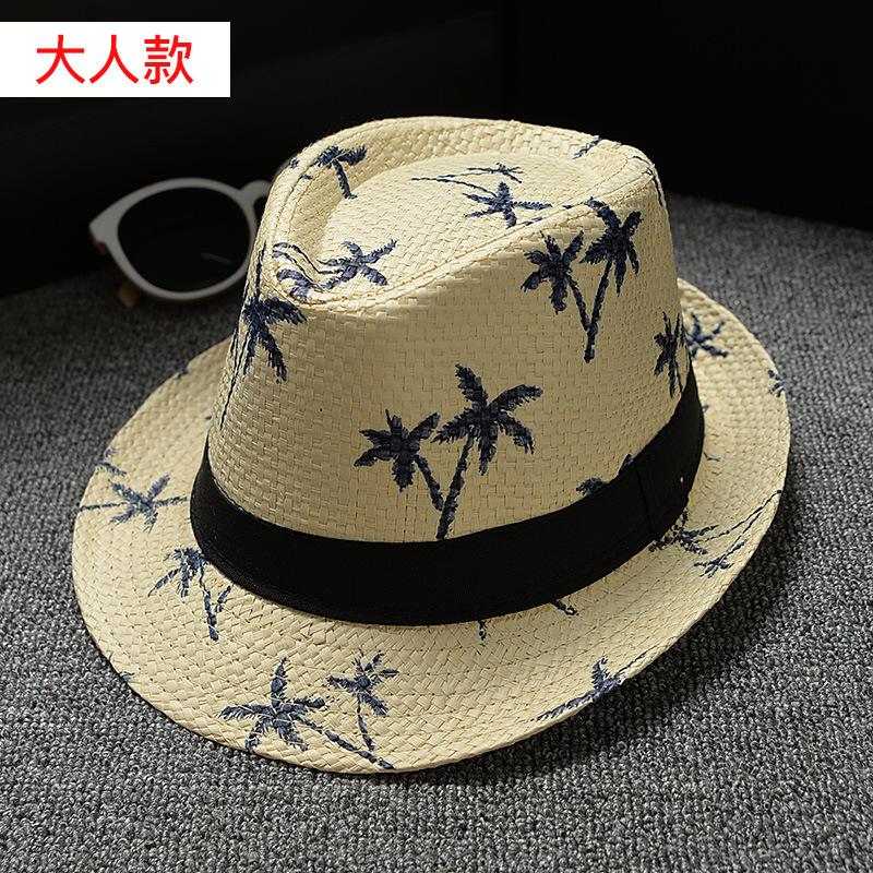 Модель «родитель-ребенок», шляпа Beach Wind Travel Coconut Tree Printed Papyrus Jazz Hat, шляпа-панама Seaside Sun для мужчин и женщин