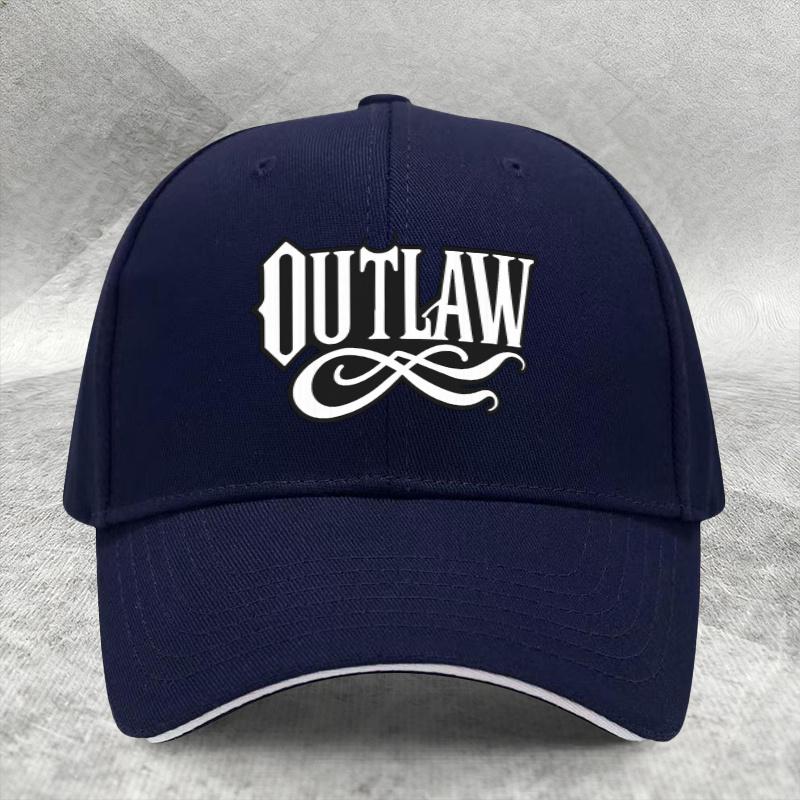 [Регулируемая Бейсболка Outlaw] 1 шт., Регулируемая Бейсболка-сэндвич "Outlaw", Легкая Женская Кепка с Принтом, Винтажная Готическая