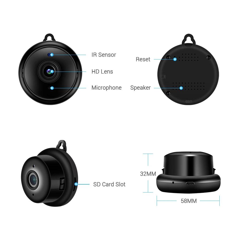 Беспроводная WiFi-камера - 1080P HD, Ночное видение, Двусторонняя аудиосвязь и Детекция движения