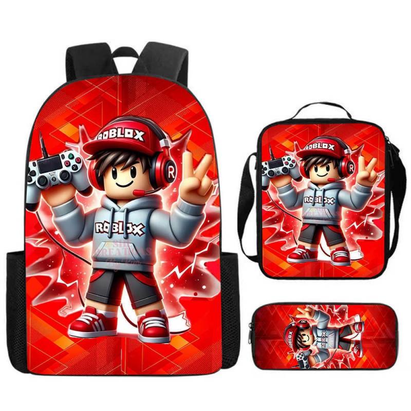 ROBLOX Themed Kids Backpack School Lightweight Durable Oxford Fabric Bag With Padded Straps Cartoon Print Grades 1-9