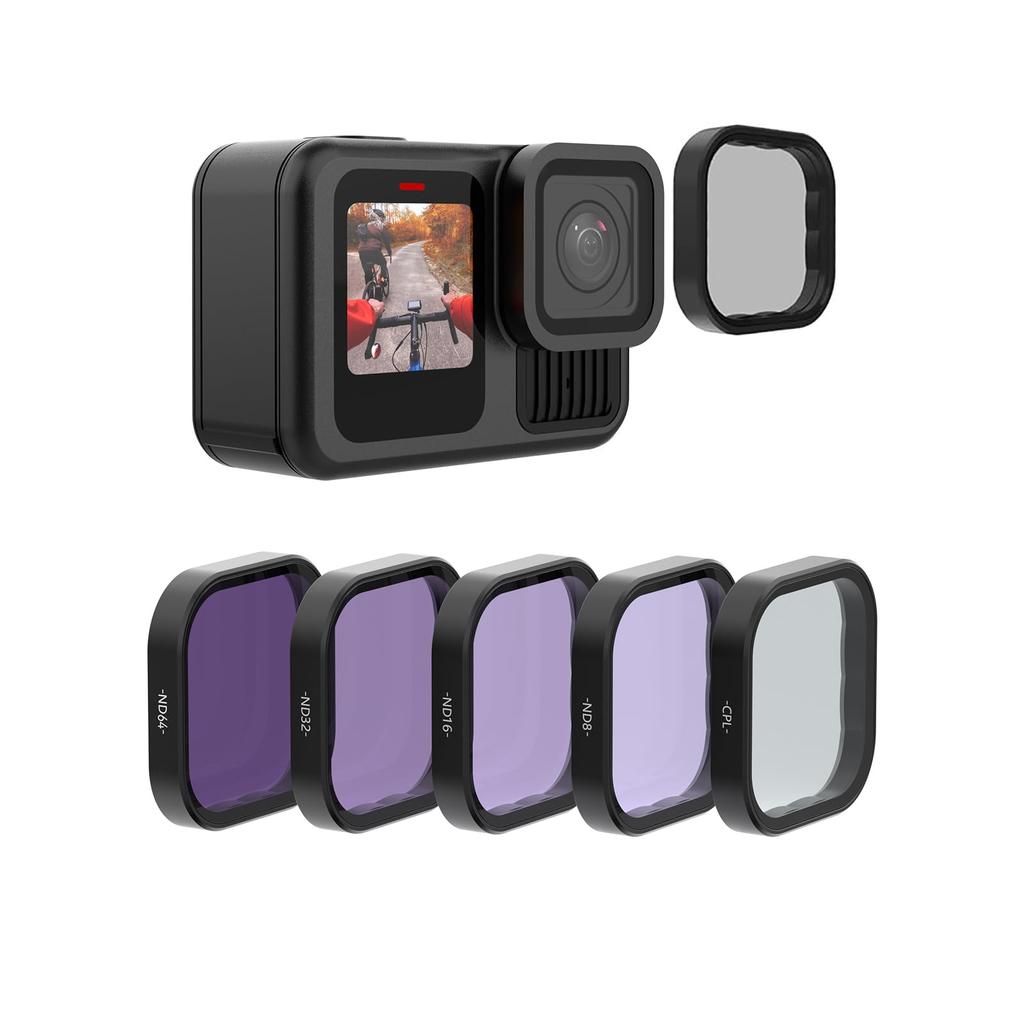 Комплект из 5 фильтров для объектива TELESIN для CPL ND8 ND16 ND32 ND64 GoPro Hero Black, комплект фильтров нейтральной плотности и поляризации, аксессуары для защиты объектива