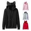 Autumn and Winter Ladies Cat Ears Design Hooded Fleece Couple Sweater Hoodie