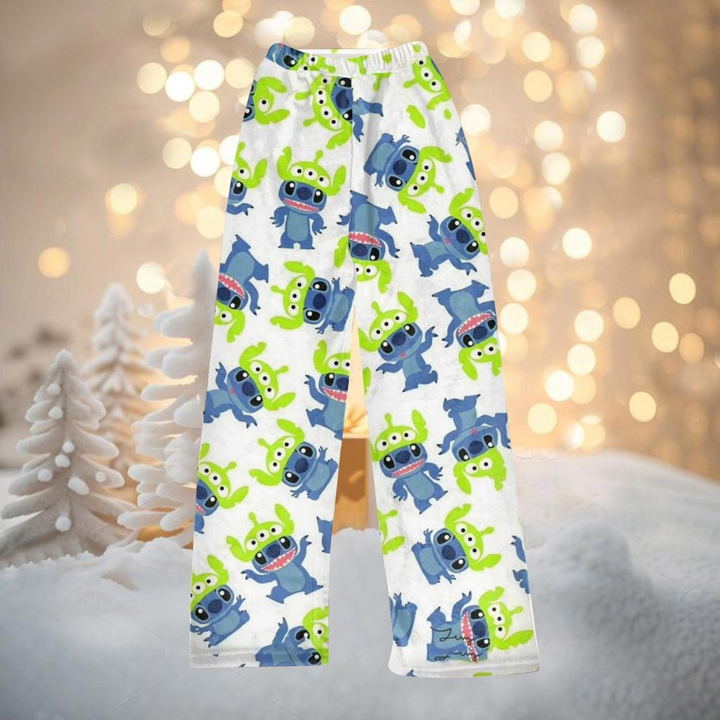 Women's  Winter Pants Full Length Long Trousers Christmas Printed Flannel Pants