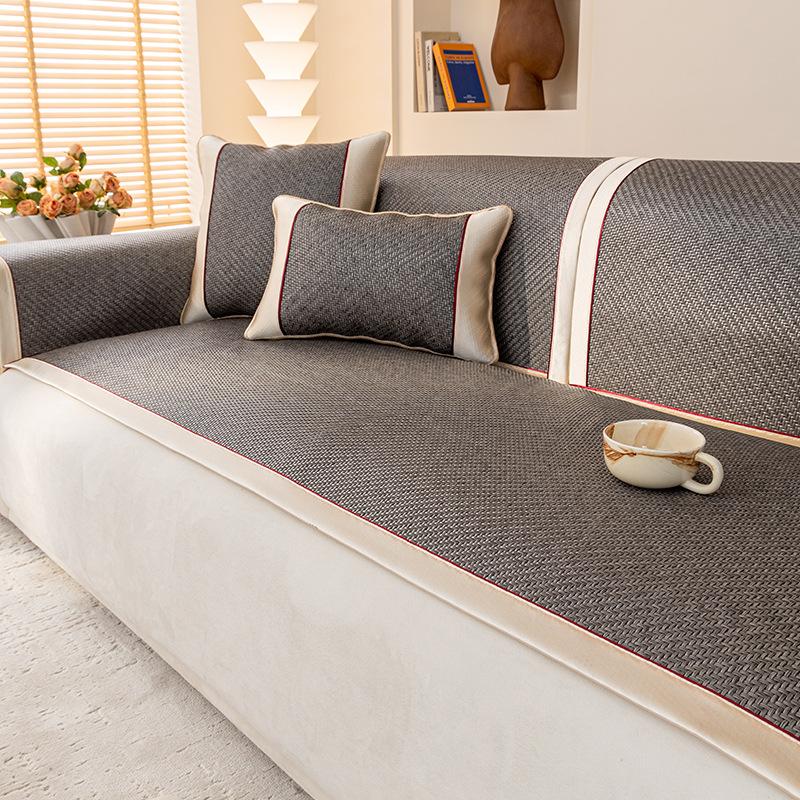 Natural Rattan Mat Sofa Mat Summer New Non-Slip Seat Cushion Summer Ice Mat Solid Wood Sofa Cover
