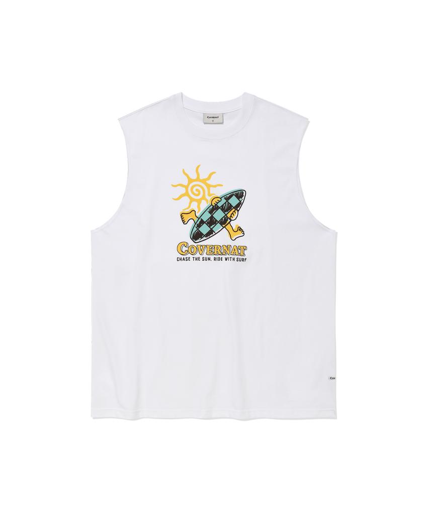 COVERNAT Checkerboard Graphic Sleeveless White