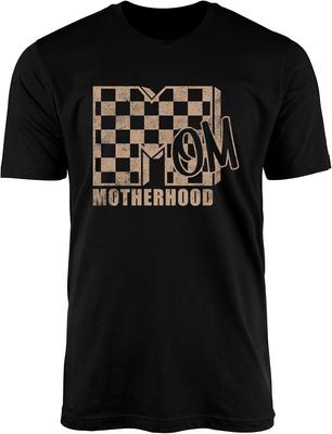 Mom Motherhood Checkered Graphic T-shirt