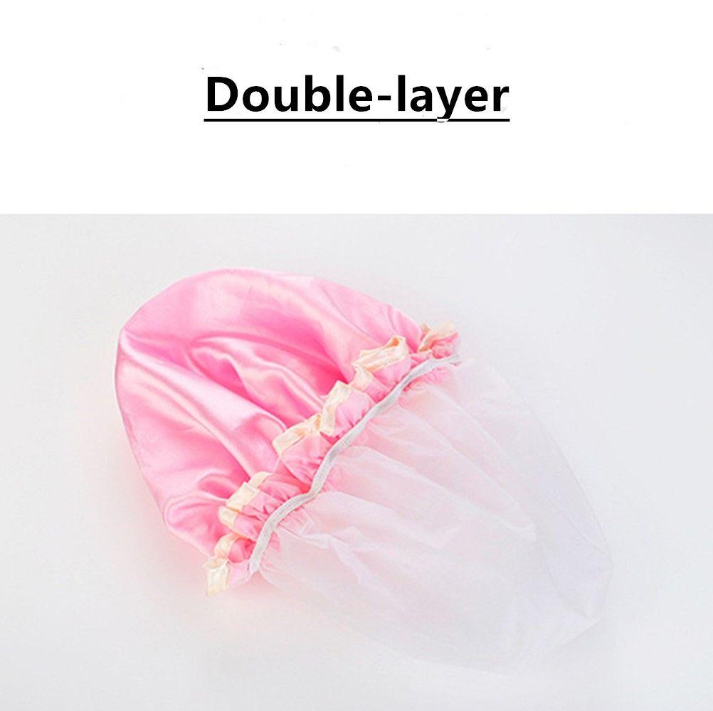 Home Double-layer Waterproof Elastic Shower Cap Sleep Cap Bath Hat Head Hair Cover