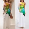 New Spring Women's Off-shoulder Print Elegant Slim Dress Long