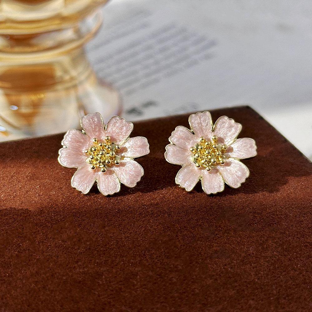 Light Luxury Exquisite Micro-inlaid Zircon Flower Earrings Elegant High-end Pearl Stud Earrings Niche Design Temperament Earrings