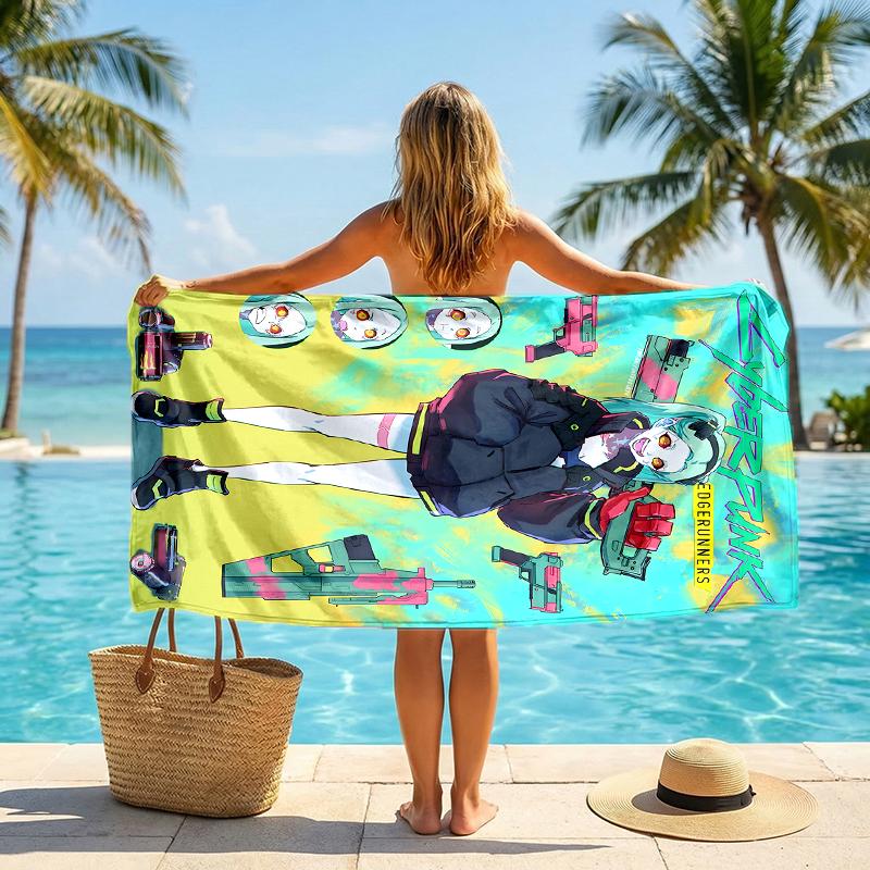 Cyberpunk Fashion Beach Towel: Ideal for Summer Adventures Soft, absorbent and quick drying suitable for swimming and bathing