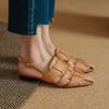 2024 Новые летние женские сандалии из натуральной кожи для женщин Туфли с квадратным носком на низком каблуке с закрытым носком Женские плетеные туфли с открытой пяткой