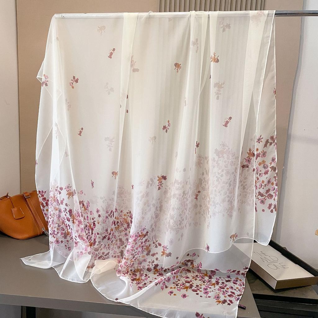 180*135cm Summer Chiffon Silk Scarf Women Outdoor Sunscreen Shawl Soft Bandanna Fashion Luxury Brand Shawl Head Long Hijab Wrap
