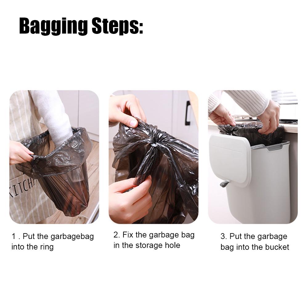 Kitchen Cabinet Door Dustbin With Lid Waste Bin Wall Mounted Garbage Bucket Counter Bins For Kitchens 7L Hanging Trashs Can Garbage Cans Trashcan