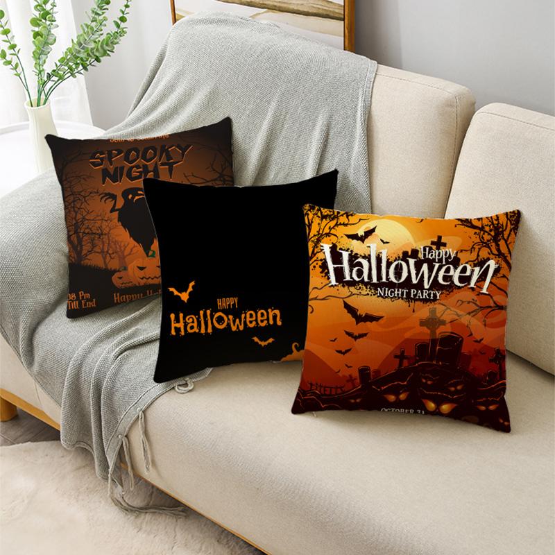 Модный классический оранжевый Хэллоуин, лунная ночь, летучая мышь, призрак, льняная наволочка, декоративная наволочка для дивана, гостиной, вечеринки