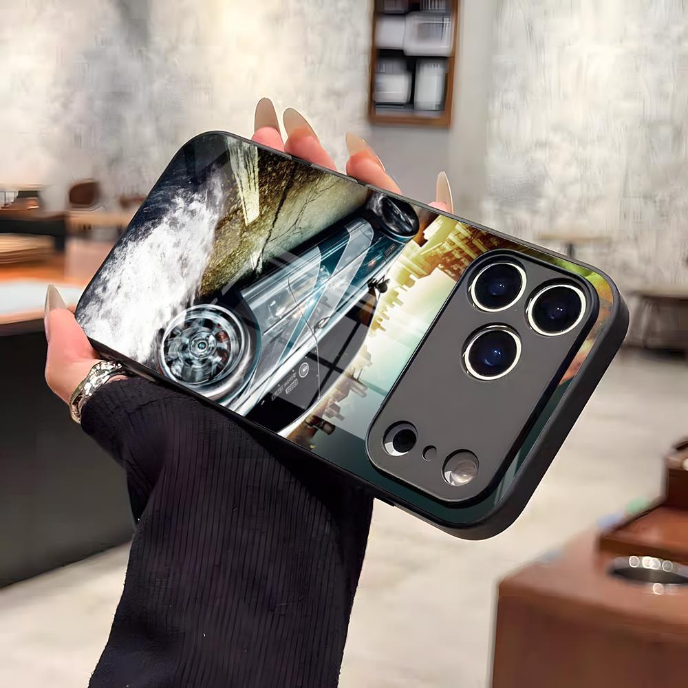 Чехол для телефона Need For Speed для iPhone 17 Air 16 E Pro Max 15 14 13 Mini 12 Pro 11 Max Plus Черное Стеклянное Покрытие