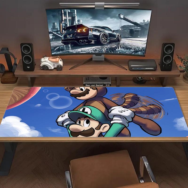 Luigi & Mario Car Trip Print Cushion Non-slip Laptop Tablet Big Mousepad XXL Mat Mini PC Playmat With Lock edge