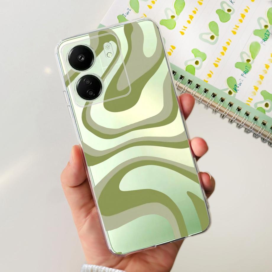Для Xiaomi Poco C65 Чехол для PocoC65 Силиконовый Funda Para Capa Coque Мягкие чехлы для телефона Задняя крышка Мраморный цветочный узор Ударопрочный