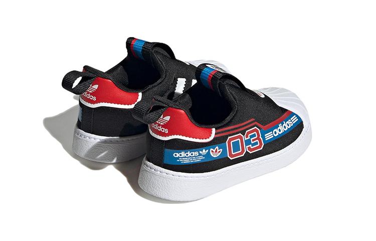 adidas Оригинальные SUPERSTAR 360 Устойчивые к истиранию Низкие детские кроссовки Черно-красные для младенцев и малышей HQ4076