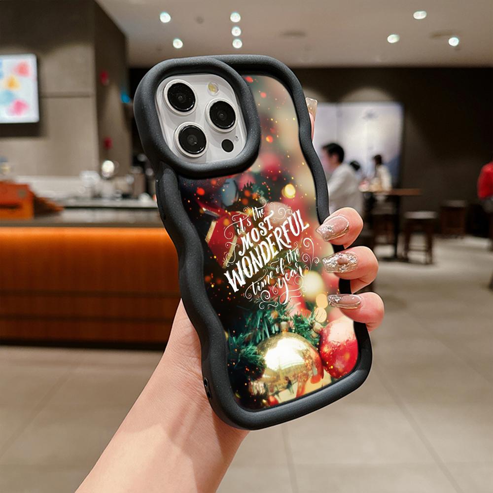 Мягкий чехол для телефона Macaron Big Wave для iPhone 11 12 13 14 15 Samsung A14 A24 A53 A54 A55 Xiaomi Redmi Note 13 12C, чехол A1 с Рождеством и Новым годом, арт