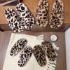 Модные женские пушистые тапочки осень-зима, теплые, удобные, нескользящие, на платформе, тапочки с леопардовым принтом, с открытым носком
