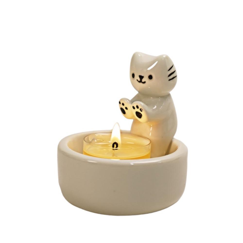 Nordic Style Cartoon Animal Candle Holder Ceramic Tealight Holder INS Desktop Candelabrum  Holiday