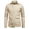 Men's Casual Solid-color Long-sleeved Shirt, Men's Slanted Front Button-down Lapel Shirt