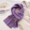 Korean Version Of Simple Soft Waxy Knitted Wool Scarf Medium And Long Shawl Scarf Versatile Warm And Cold Autumn And Winter Women