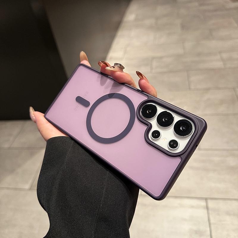 Matte Translucent Lens Protect Phone Case For Samsung Galaxy A56 A36 A16 5G A55 A35 A15 Magnetic Wireless Charge Cover