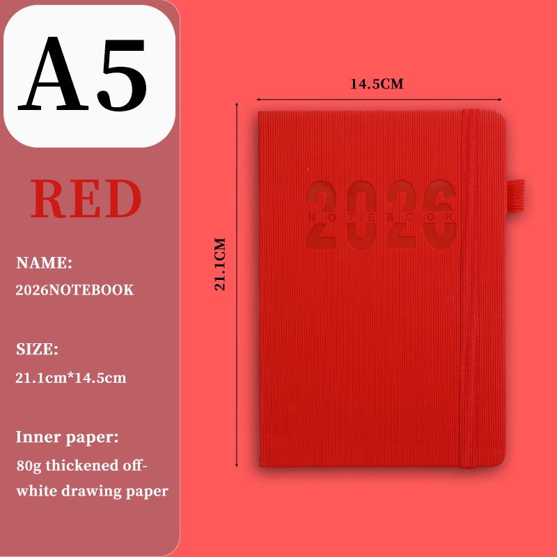 Ежедневник на английском языке на 2026 год с резинкой: Годовой календарь, Еженедельник, 365-дневный блокнот для эффективности