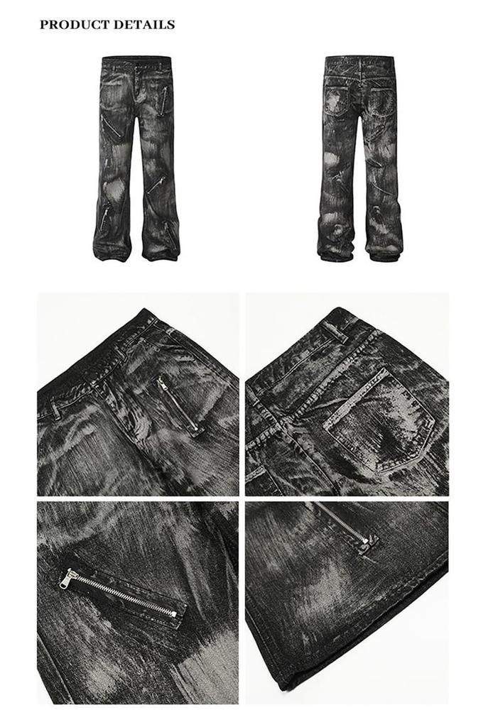 TOWYYO Джинсовые Длинные Прямые Длинные Уличные Клеш Shibuya Унисекс Мужские Брюки в Стиле Харадзюку, Брюки, Штаны, Джинсы на Молнии, Таками, Крой, Стирка,