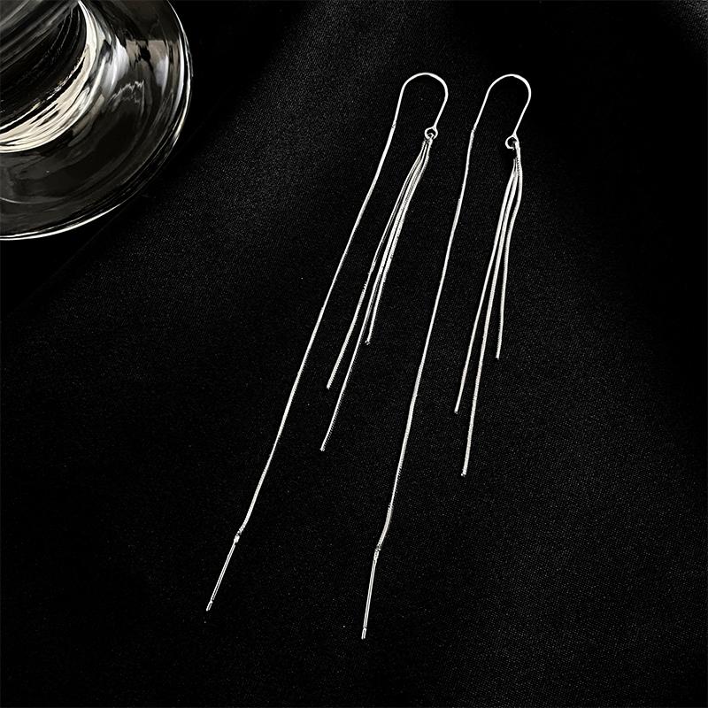 Горячие длинные металлические серьги с кисточками для женщин Простой темперамент и модная индивидуальность
