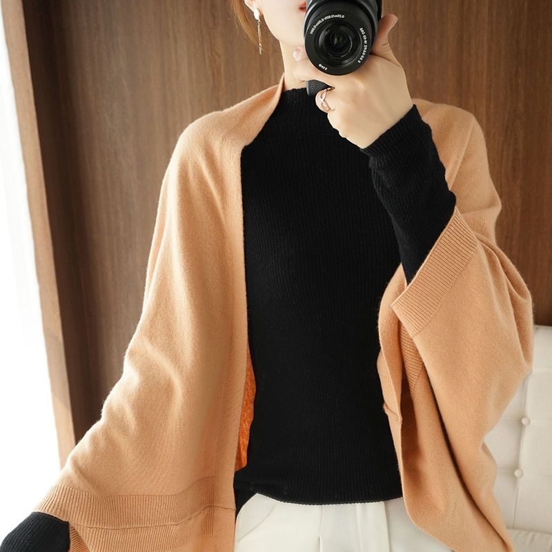 Women's Knitted Poncho Shawl Autumn Winter Knitted Cardigan Soft Warm Knitted Wool Poncho