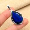 Blue Sapphire Lab-Created Gemstone Handmade 925 Solid Sterling Silver Jewelry Pendant