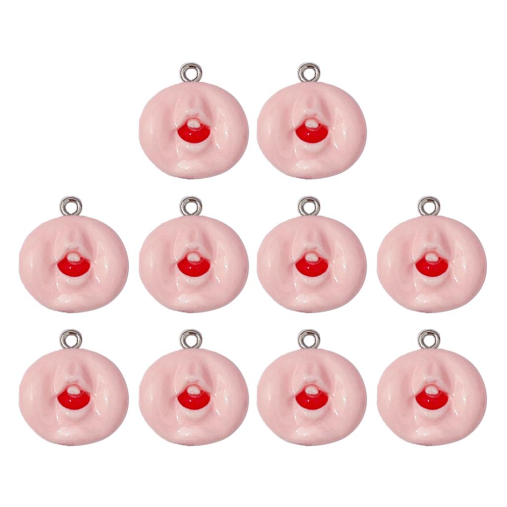 10pcs Sexy Red Vampire Mouth Lip Resin Charm for Jewelry Making Findings Cute Earring Keychain Pendants DIY Flatback