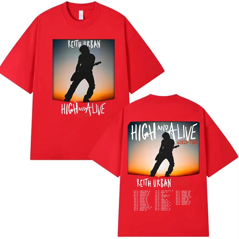 Keith Urban High and Alive World Tour 2025 Merch T-shirts Men Women Vintage Hip Hop Fashion Oversized Cotton T Shirts Streetwear