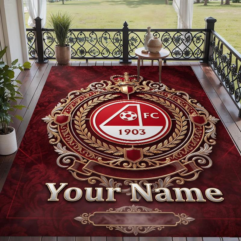 Custom Text Printed Rug Aberdeen FC Non Slip Floor Carpet For Home Room Decor