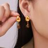 Серьги с геометрической бахромой и тигровым глазом, покрытые 18-каратным золотом, для женщин